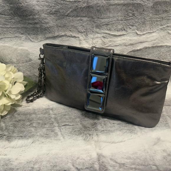 Melie Bianco Silver Clutch Wristlet Bag - Picture 4 of 9